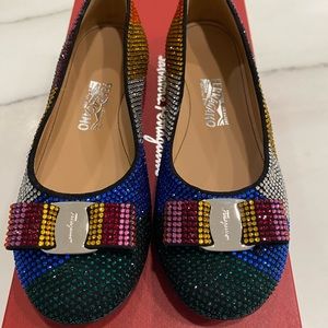 Ferragamo rhinestone flats